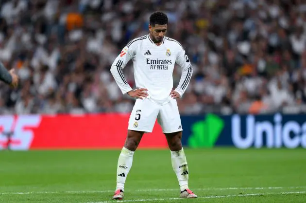 MADRID, SPAIN - SEPTEMBER 21: Jude Bellingham of Real Madrid during the LaLiga match between Real Madrid CF and RCD Espanyol de Barcelona at Estadio Santiago Bernabeu on September 21, 2024 in Madrid, Spain.