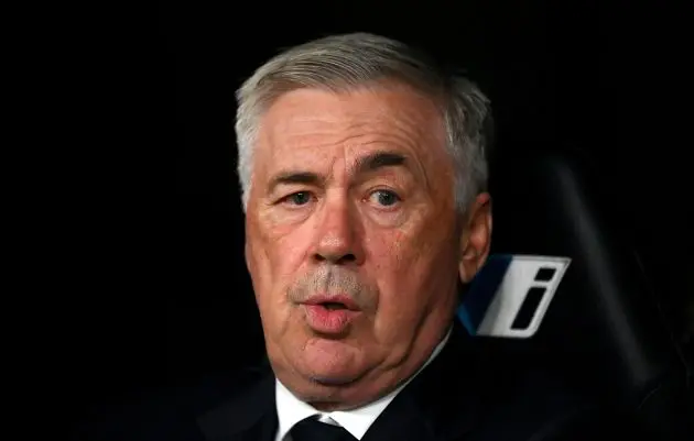 MADRID, SPAIN - SEPTEMBER 24: Carlo Ancelotti, Head Coach of Real Madrid, looks on during the LaLiga match between Real Madrid CF and Deportivo Alaves at Estadio Santiago Bernabeu on September 24, 2024 in Madrid, Spain.