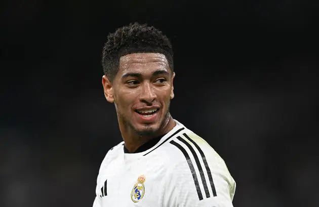 MADRID, SPAIN - SEPTEMBER 24: Jude Bellingham of Real Madrid looks on during the LaLiga match between Real Madrid CF and Deportivo Alaves at Estadio Santiago Bernabeu on September 24, 2024 in Madrid, Spain.