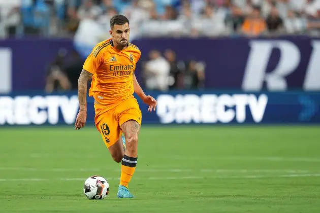 CHARLOTTE, NORTH CAROLINA - AUGUST 06: Dani Ceballos #19 of Real Madrid moves the ball against Chelsea during a pre-season friendly match at Bank of America Stadium on August 06, 2024 in Charlotte, North Carolina.