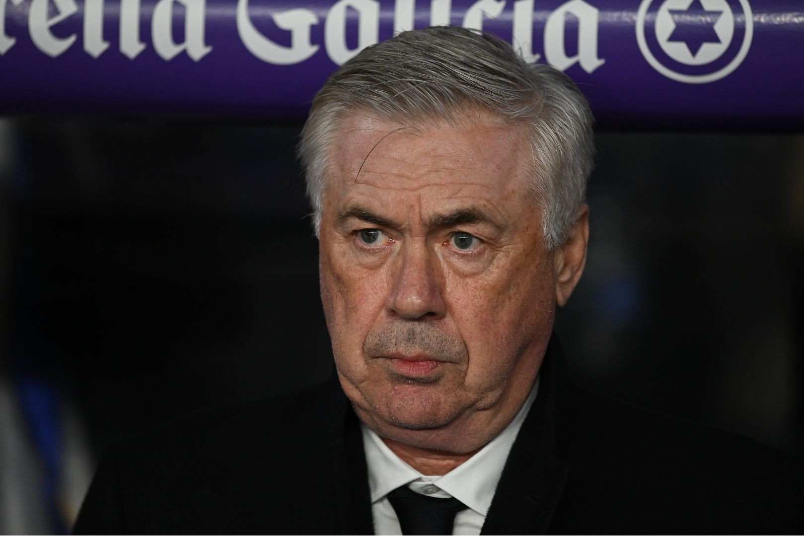 VALLADOLID, SPAIN - JANUARY 25: Carlo Ancelotti, Head Coach of Real Madrid, looks on prior to the LaLiga match between Real Valladolid CF and Real Madrid CF at Jose Zorrilla on January 25, 2025 in Valladolid, Spain.